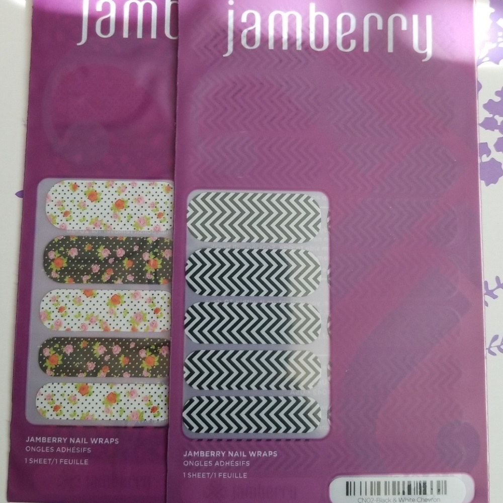 Jamberry black & white print nail wrap duo